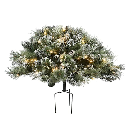 36&#x22; Glittery Bristle&#xAE; Pine Urn Filler with Battery Operated LED Lights